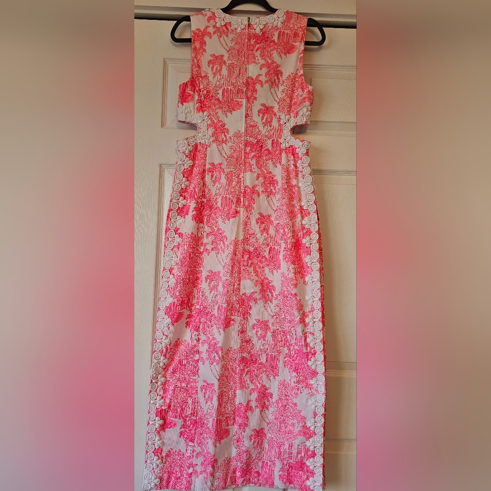 Lilly Pulitzer Pink HARLYN MAXI ROMPER 65TH Anniversary Toile- Size 6 - Picture 5 of 13